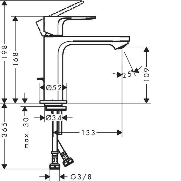 Змішувач для раковини Hansgrohe 72589670 Rebris E 110 Coolstart Ecosmar З Д/К, Чорний Матовий 551227 фото