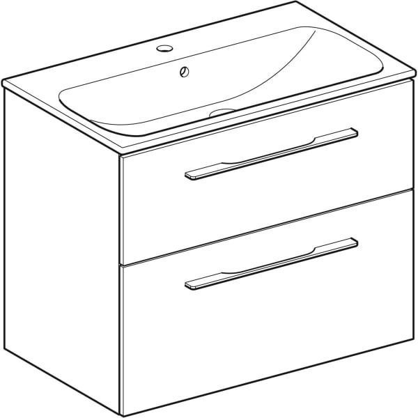 Тумба для ванної Geberit 501.240.00.1 Selnova Square 80, білий глянець + раковина slim rim 487628 фото