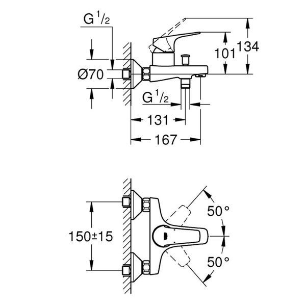 Змішувач для ванни Grohe 23772000 Start Flow 515195 фото