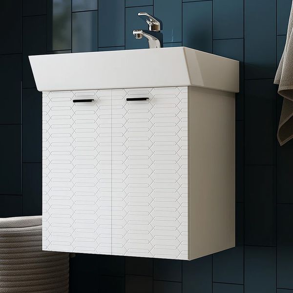 Тумба з умивальником Devit 484050W Flow 50, з ручками, білий матовий 490x386x552 586909 фото