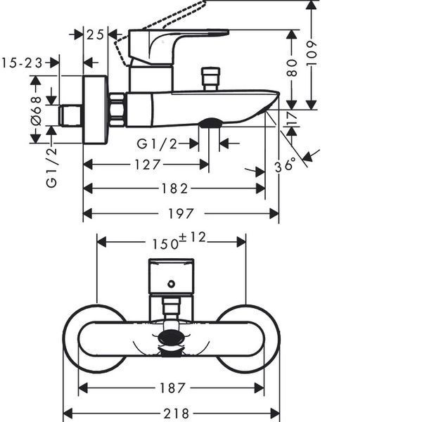 Змішувач для ванни Hansgrohe 72450000 Rebris E, Хром 530381 фото