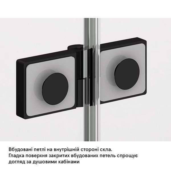 Душові двері Ronal AN13WD12000607 Annea петлі справа, 1200*200мм, профіль - чорний мат, прозоре скло 578337 фото