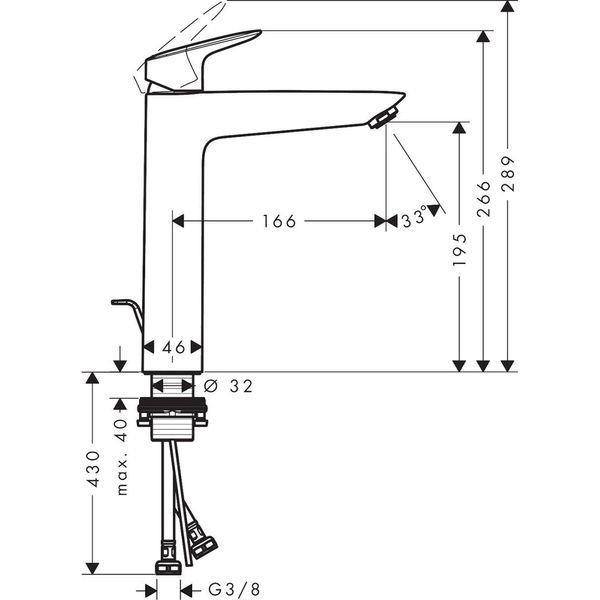 Змішувач для раковини Hansgrohe 71090000 Logis 190 273208 фото