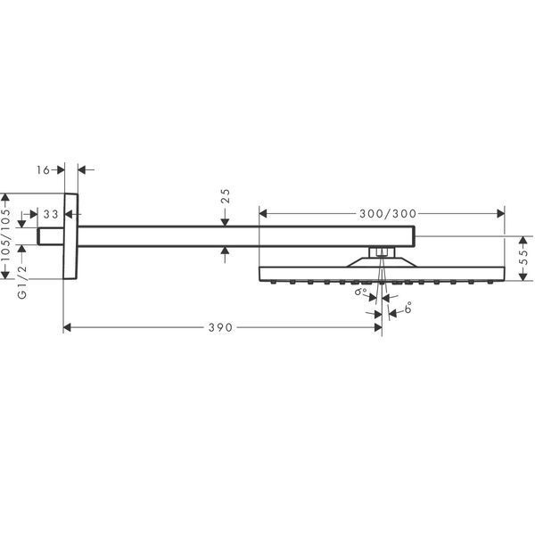 Верхній душ Hansgrohe 26238000 Raindance E 300 Air 1jet 381225 фото