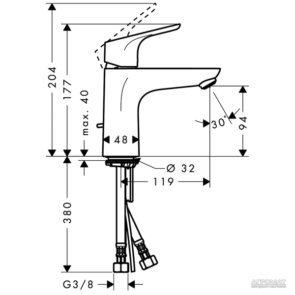 Змішувач для раковини Hansgrohe 31607000 Focus 100 175154 фото