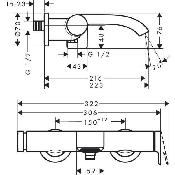 Змішувач для ванни Hansgrohe 75420000 Vivenis, Хром 504165 фото