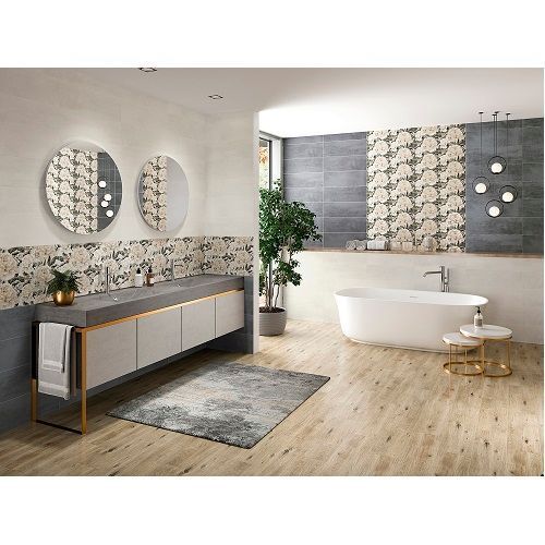 Керамічна плитка Cersanit Gracia Flower Сірий 60x20 см сатинова 531260 фото