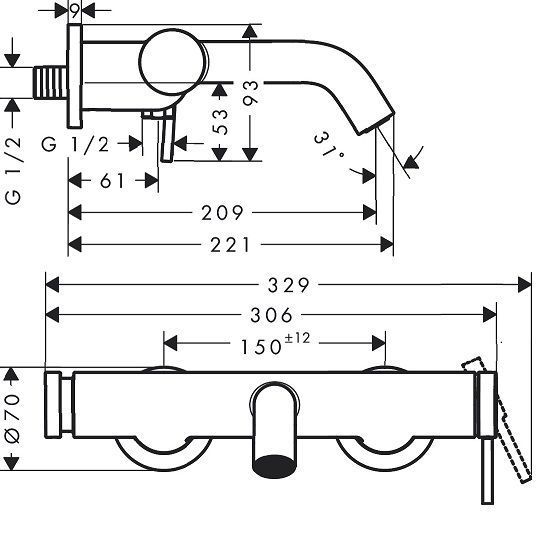 Змішувач для ванни Hansgrohe 73422000 Tecturis S, Хром 539523 фото