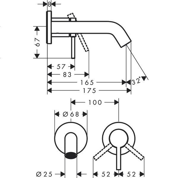 Змішувач для раковини Hansgrohe 73350000 Tecturis S EcoSmart 16,5 cm, Зовнішня частина (хром) 544550 фото