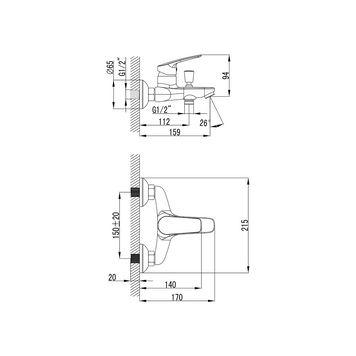 Змішувач для ванни Primera 10120015 Shape 330120 фото