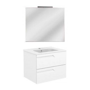 Комплект меблів Royo C0072598 Vitale 80 тумба 80 см + раковина 80 см + дзеркало + LED підсвітка, білий глянець 445935 фото
