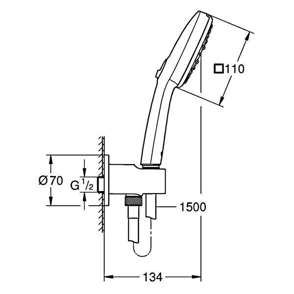 Душовий набір Grohe 26910003 Tempesta Cube 110, 3 режими 563439 фото