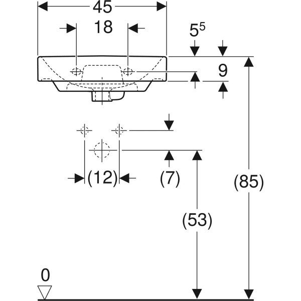 Раковина Geberit 500.222.01.1 Smyle Square 45 см, білий глянець 487518 фото