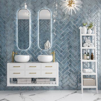 Керамічна плитка Golden Tile Como Синій На Біл.Рельєф Coмs51 30x10 см. 606412 фото