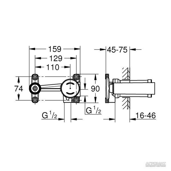 Grohe 23571000 Внутрішня Частина Змішувача Зі Стіни 345980 фото