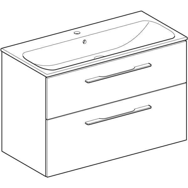Тумба для ванної Geberit 501.244.00.1 Selnova Square 100см + раковина slim rim, білий глянець 487631 фото