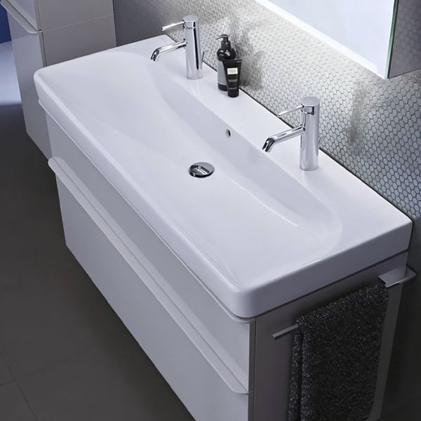 Раковина Geberit 500.253.01.1 Smyle Square 120 см, з 2 отворами під змішувач, білий глянець 487528 фото