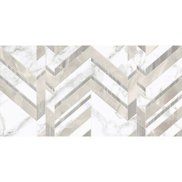 Керамічна плитка Golden Tile Marmo Chevron Білий 60x30 см 479053 фото