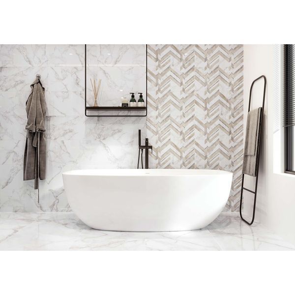 Керамічна плитка Golden Tile Marmo Bianco Chevron Білий G70151 60x30 см 479053 фото