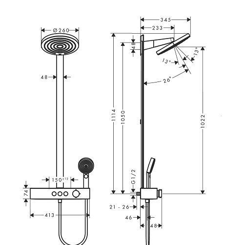 Душова система Hansgrohe 24240000 Pulsify Showerpipe 260 хром 504704 фото