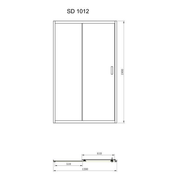 Душові двері Primera SDC1012 FRAME в нішу розсувні - 120*190 - хром/прозоре скло 292837 фото