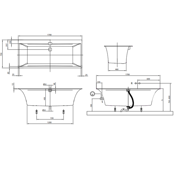 Ванна Villeroy Boch Ubq170Sqe2Dv-01 Squaro Edge 12 170Х75См, Білий 261274 фото