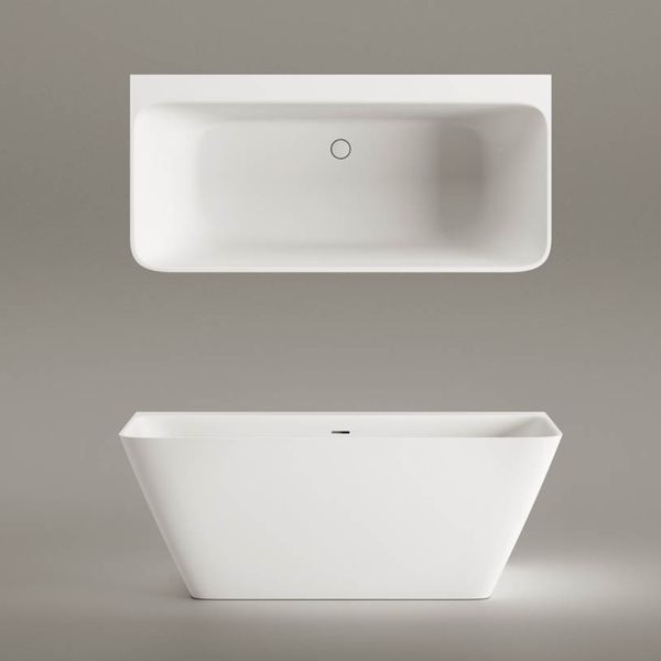 Ванна Paa Vaquawas/00 Quadro Wall &ndash; 160 см з литого каменю Silkstone, біла матова з сифоном 548738 фото