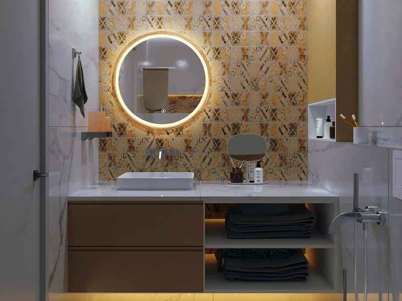Дзеркало Luxury Wood Perfection Slim з підсвіткою LED, дуб натуральний, D 750 мм (аурна,фронтальна,сенсорна) 551593 фото